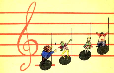 сказка про музыку , сказка о нотах, иллюстрации к сказкам Лемкуль