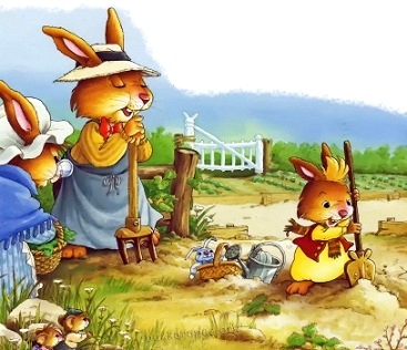 жили-были кролики, огород крольчонка Одуванчика, Женевьева Юрье и Лоик Жуанниго, сказки онлайн бесплатно, иллюстрации к сказкам, детские книги, детская литература