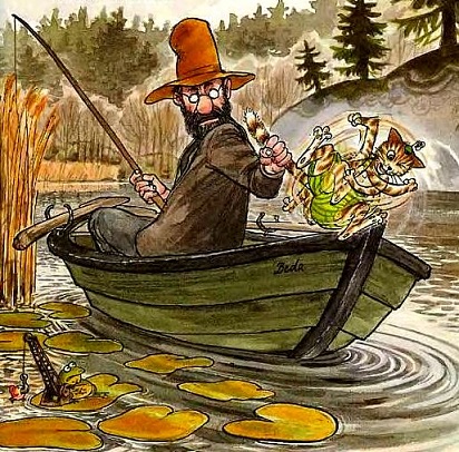 сказки онлайн бесплатно,Свен Нурдквист, Петсон и Финдус, Петсон грустит, иллюстрации скачать